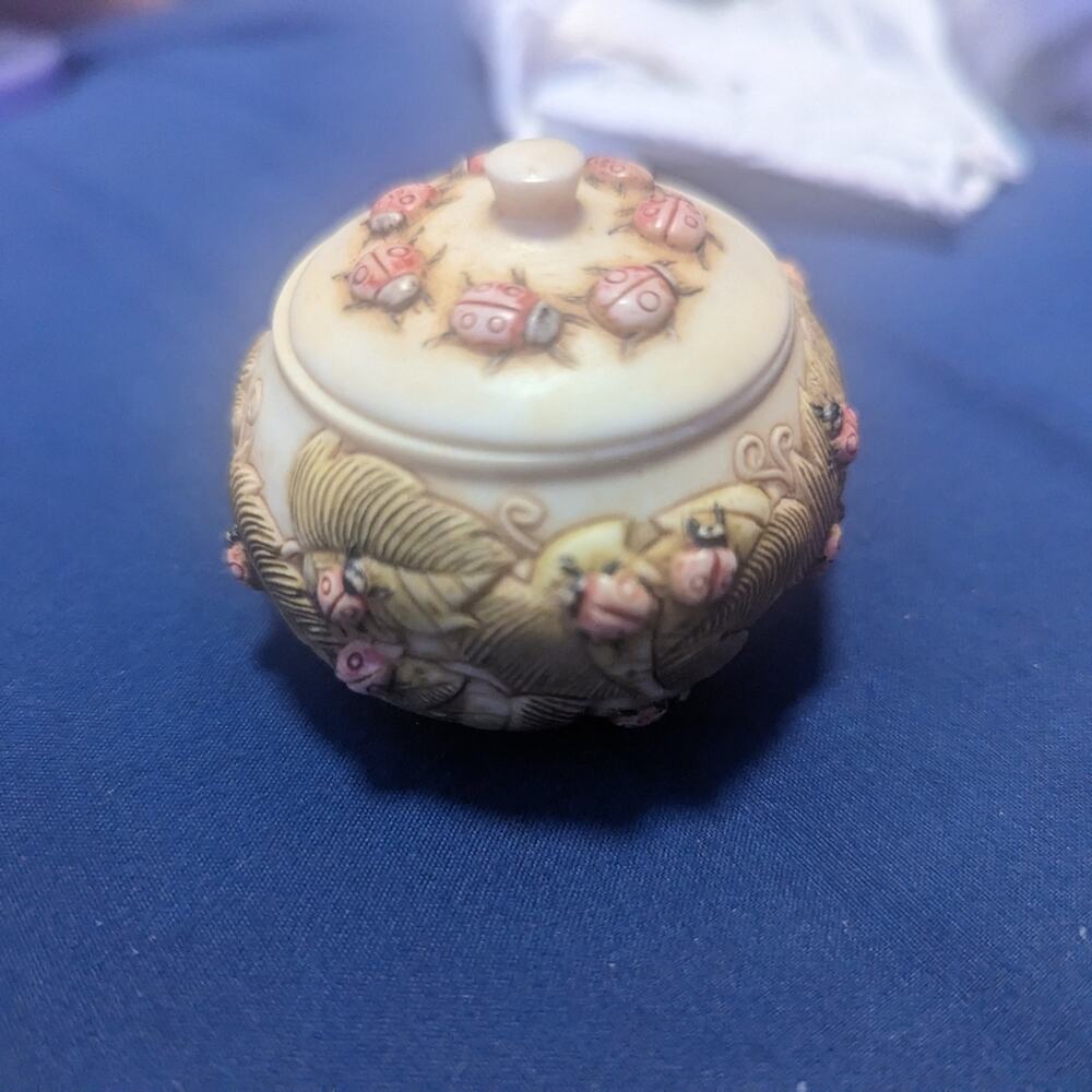 JARDINIA FLY AWAY HOME 2" CACHEPOT URN TRINKET JAR LADYBUGS